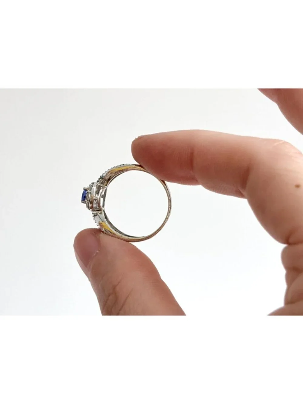 Tanzanite Gemstone Oval Cut Halo Style Sterling Silver 925 Vintage Ring - sz 8